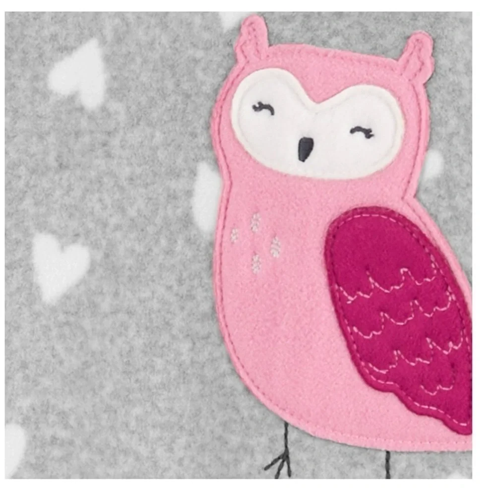 NWT Carter's Gray with pink owl fleece footie pajamas 2T